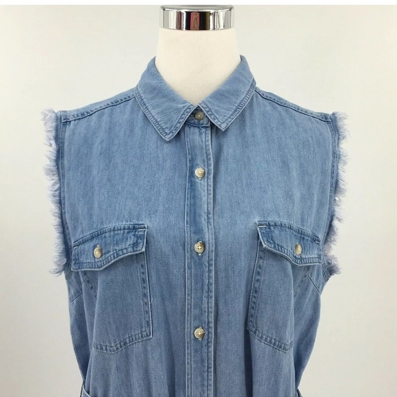NWT 7 For All Mankind JAPANESE FABRIC Chambray‎ Dress Size: LARGE - Picture 3 of 8